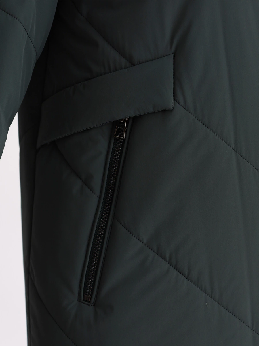 Пальто темно-бирюзового цвета с капюшоном